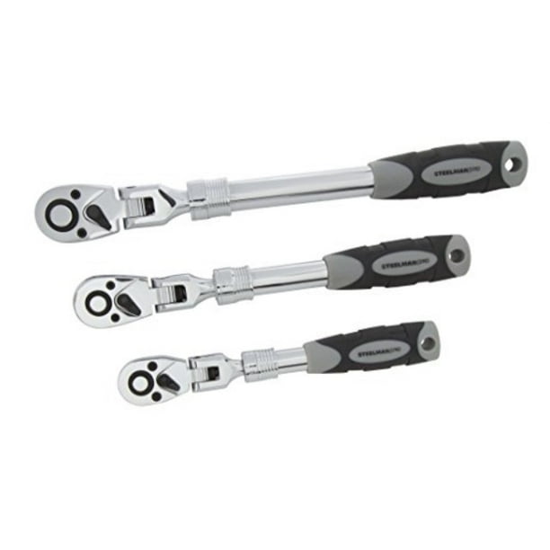 Extendable Ratchet 3//8 in Flex-Head 72-Tooth Low-Profile Head Lockable Handle